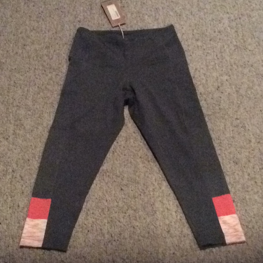 PrAna olive green and orange Capri , leggings.